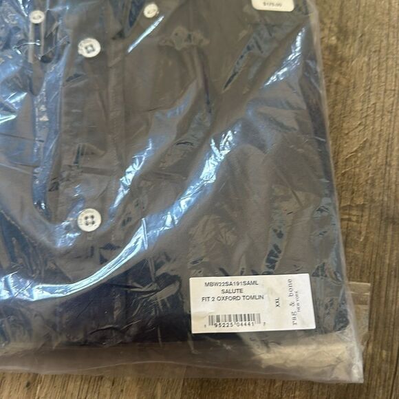 Rag & Bone Fit 2 Tomlin Cotton Oxford Button-Up Shirt Slim Fit Black Size XXL - Picture 7 of 7
